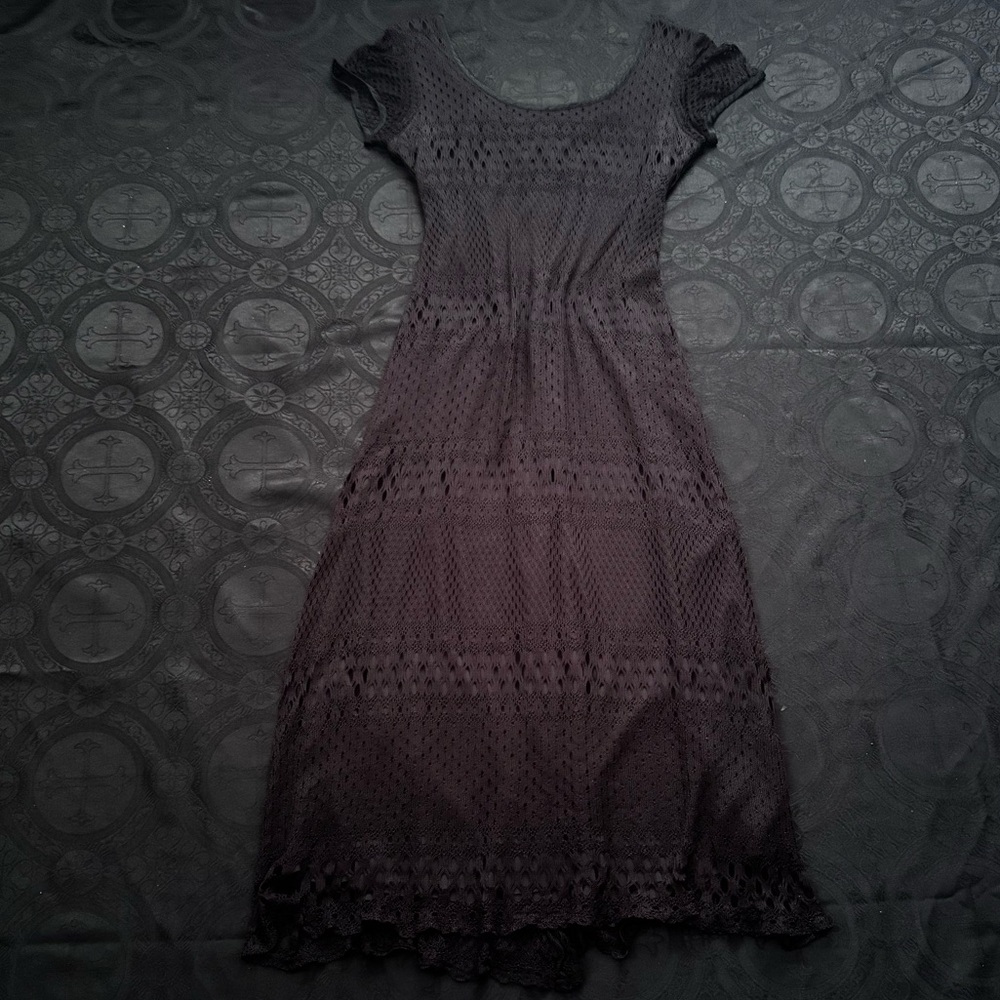 crochet overlay maxi dress